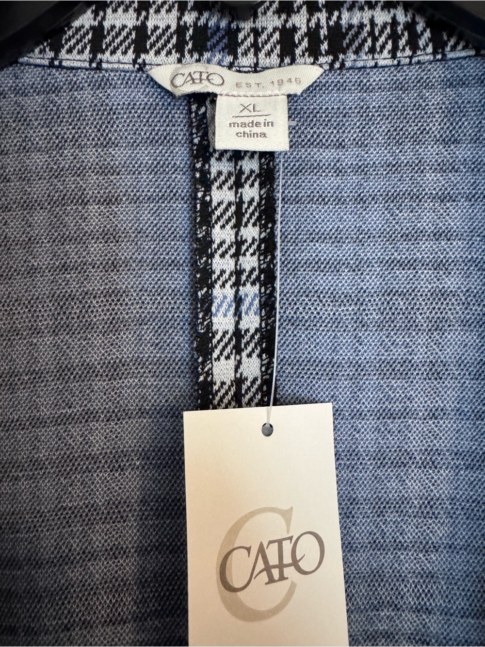 Cato Women's Black and Light Blue Plaid Open-Front Blazer - Picture 4 of 4